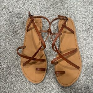 Brown Leather Strappy Sandals